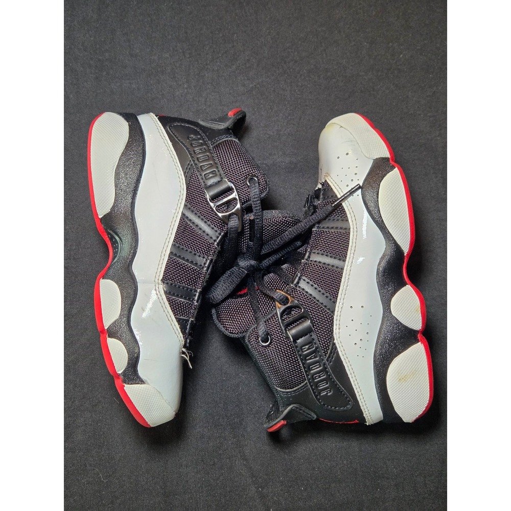 Air Jordan‎ 6 Rings Retro Basketball Shoes Black White Kid's Size 11C
